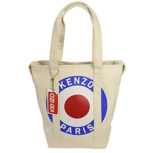 KENZO Unisex Ecru Cotton Canvas Shoulder Tote Bag NWT